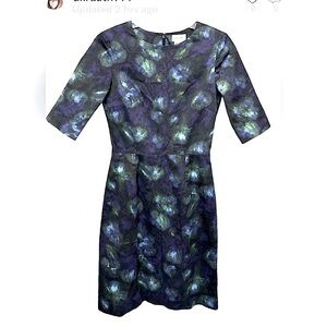 Jigsaw Blue Peacock Half Sleeve Shift Stretch Dress